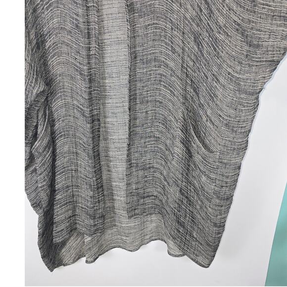 Vivid Mid Length Kimono Relaxed Long Line Open Cardigan Linen Space Dye Gray 2X - Picture 8 of 9